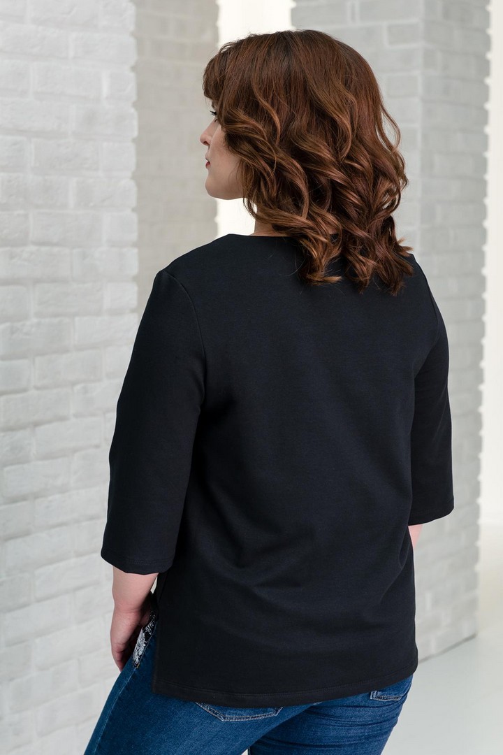 Фото товара 19609, черная блуза с кружевом